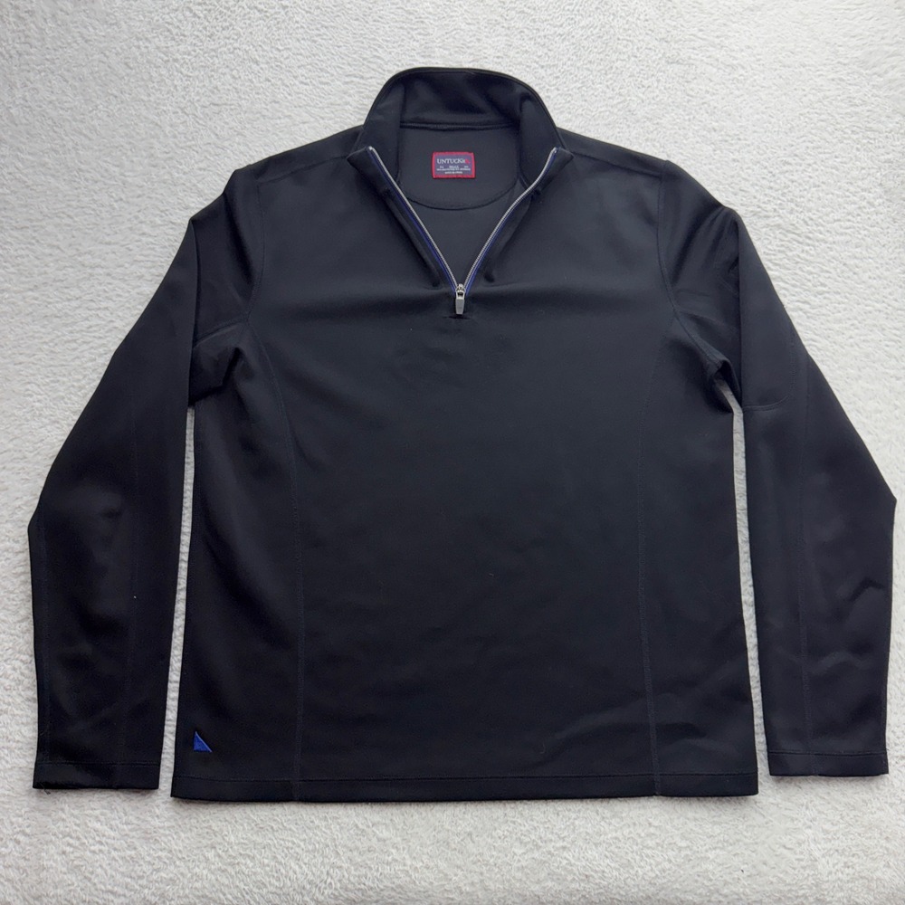 UNTUCKit Mens Small Black Quarter Zip Pullover Stretch Performance Mock‎ Neck